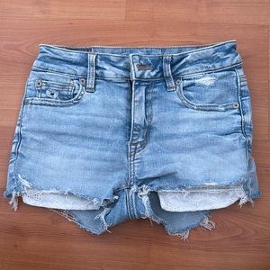 american eagle jean shorts , worn , size 00.